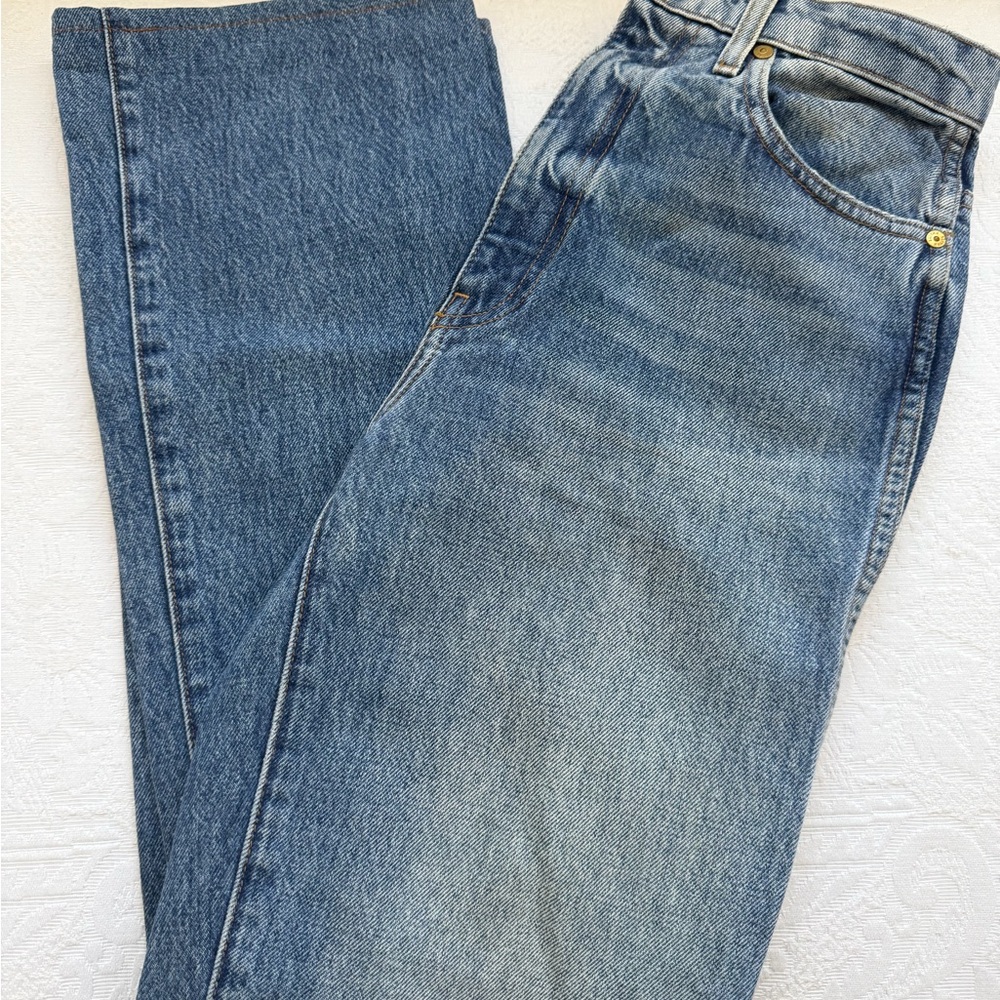 Khaite, Danielle Distressed Blue Jeans, shortened (inseam approximately 29.5”)